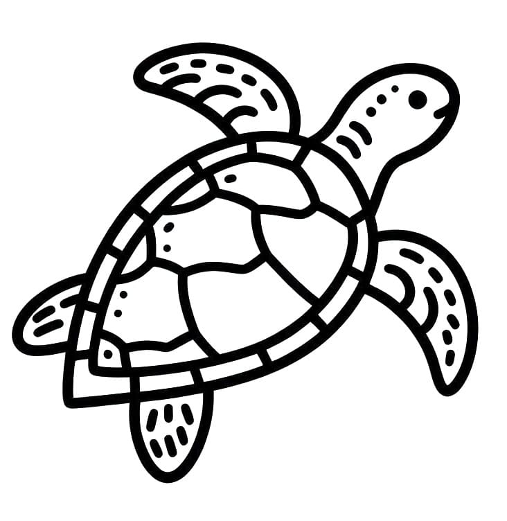 Desenho de Tartaruga Marinha para Crianças de 2 Anos para Colorir e Pintar