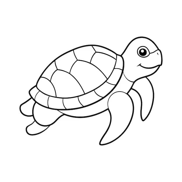 Desenho de Tartaruga Marinha para Crianças de 3 Anos para Colorir e Pintar