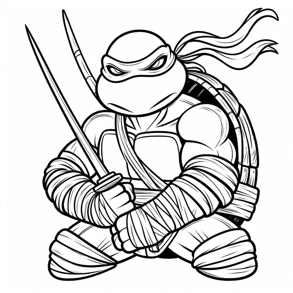 Desenho de Tartaruga Ninja Incrível para Colorir e Pintar