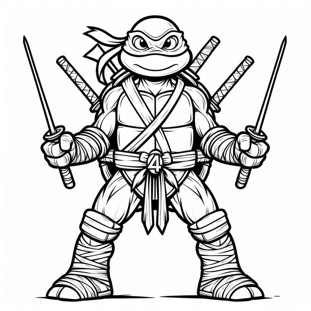Desenho de Tartaruga Ninja Muito Feliz para Colorir e Pintar