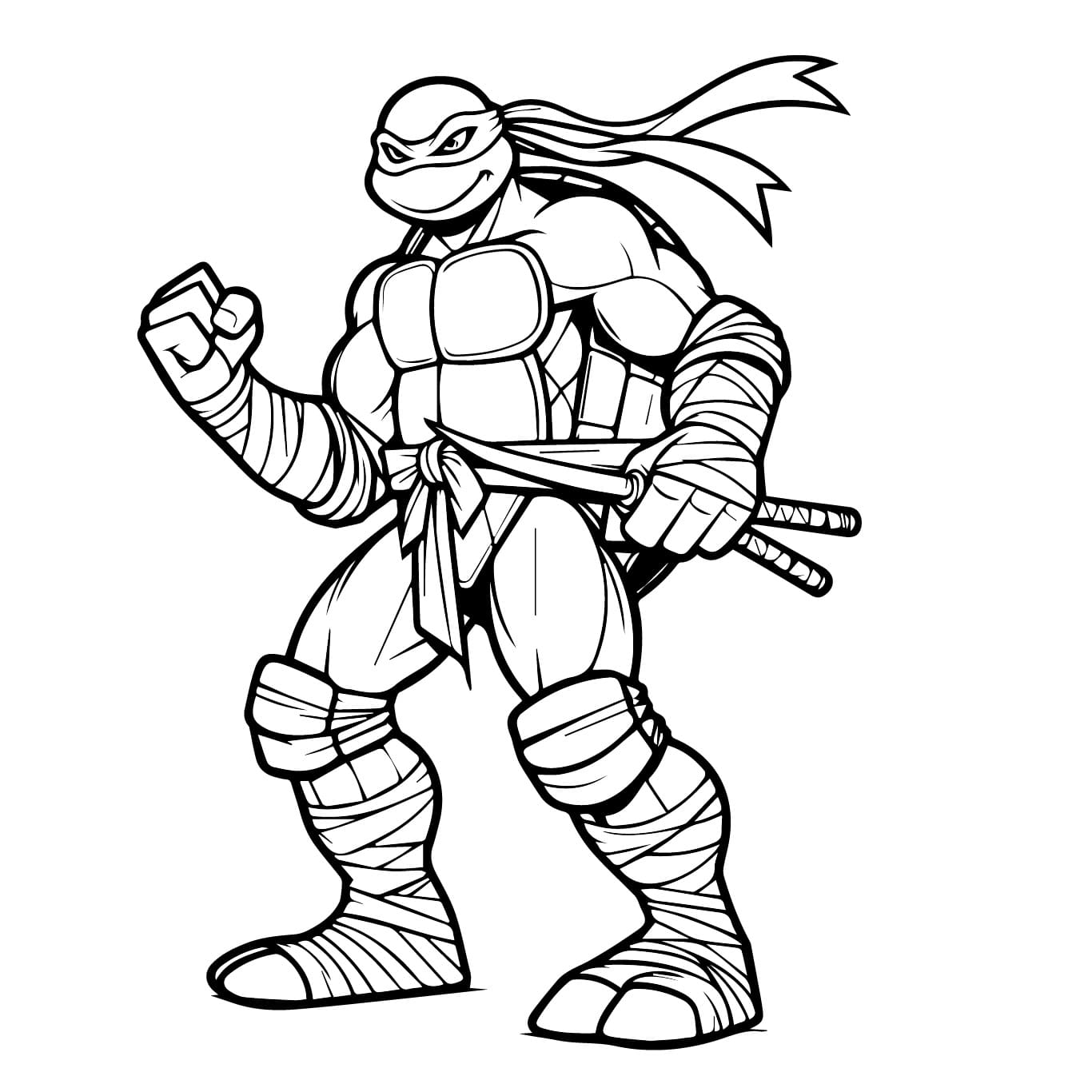 Desenho de Tartaruga Ninja Muito Incrível para Colorir e Pintar