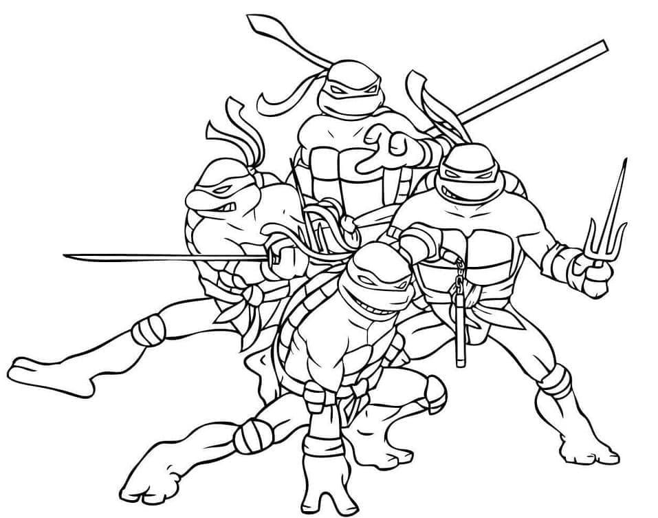 Desenho de Tartarugas Ninja 3 para Colorir e Pintar