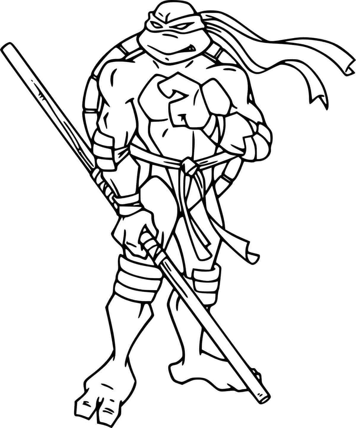Desenho de Donatello Tartarugas Ninja Download para Colorir e Pintar