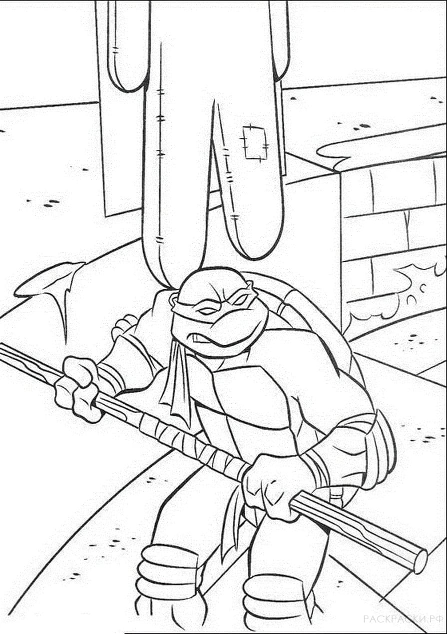 Desenho de Donatello Tartarugas Ninja Download Pdf para Colorir e Pintar