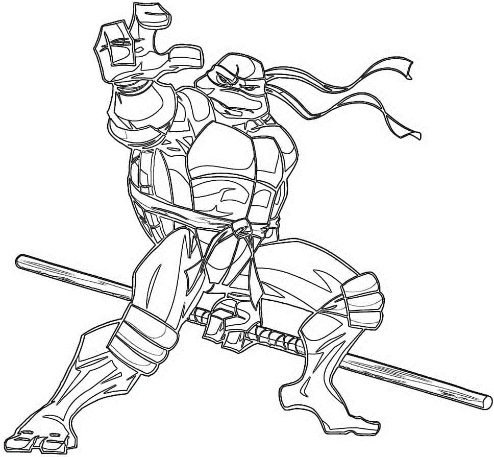 Desenho de Donatello Tartarugas Ninja Grátis Download para Colorir e Pintar