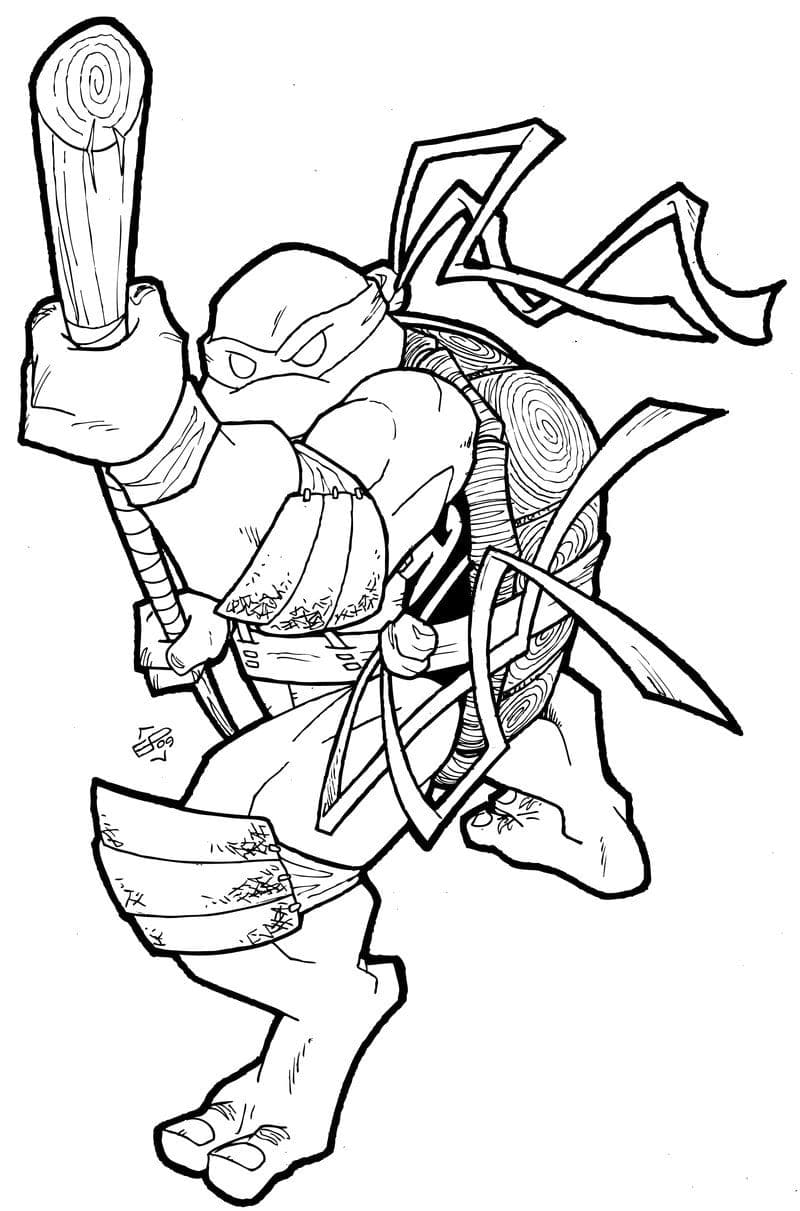 Desenho de Donatello Tartarugas Ninja Imprimivel Pdf para Colorir e Pintar