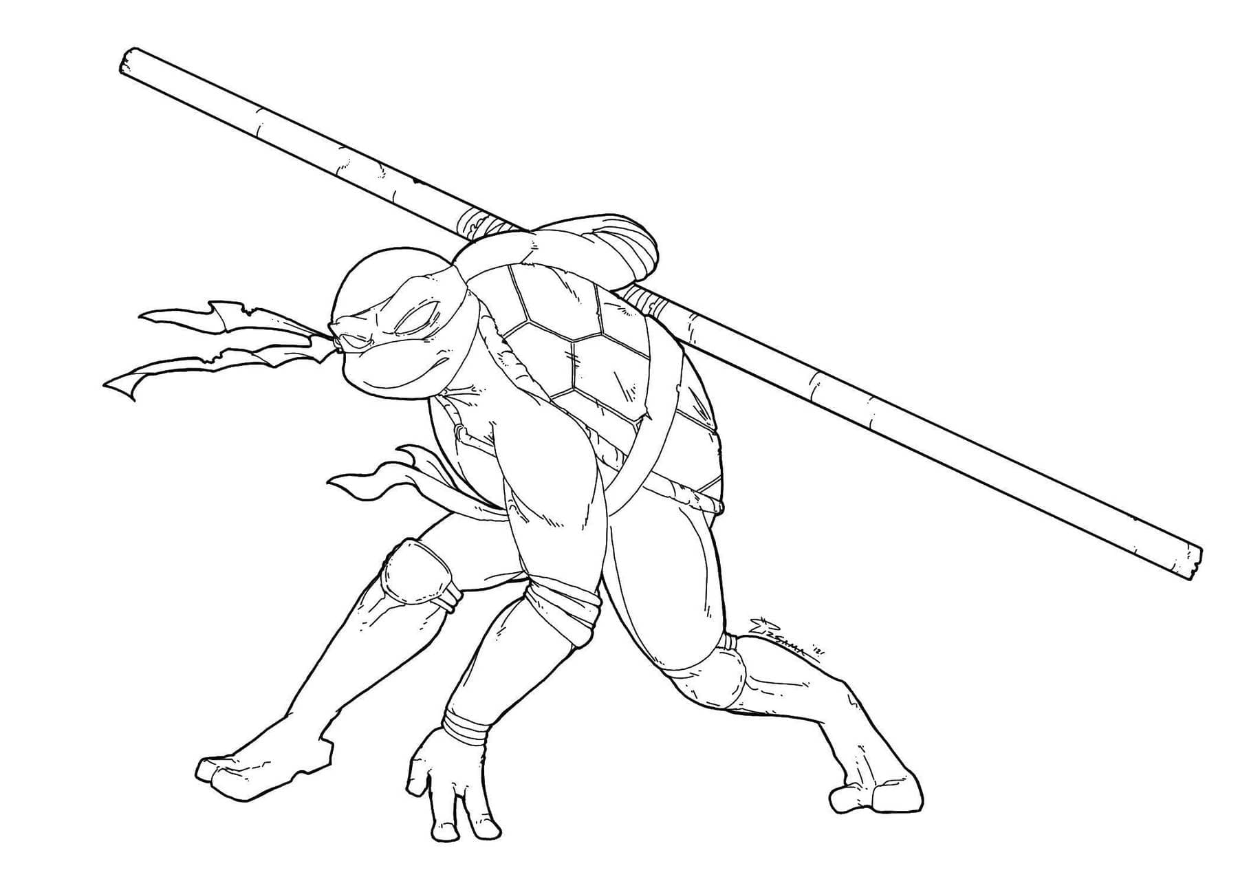 Desenho de Donatello Tartarugas Ninja Pdf para Colorir e Pintar