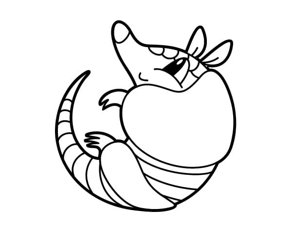 Desenho Pdf de um Tatu Muito Fofo para Colorir e Pintar