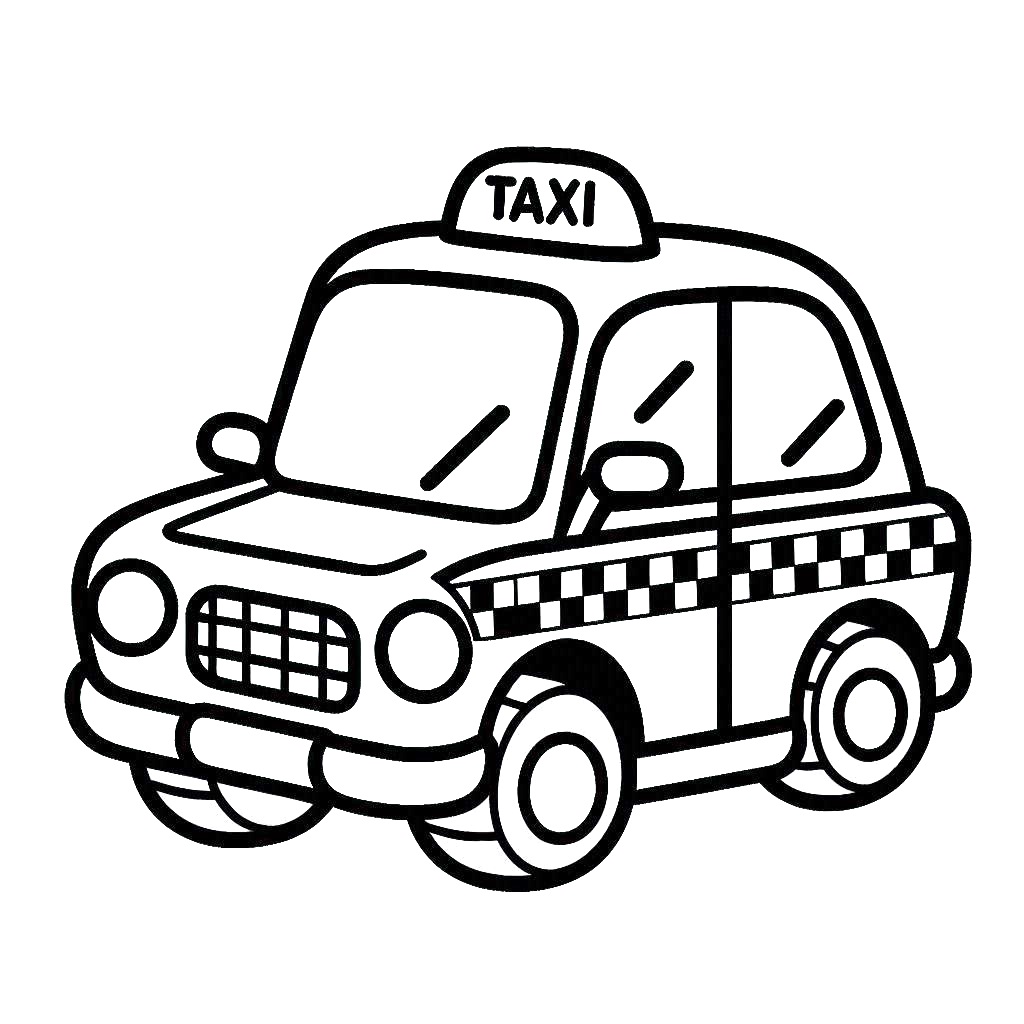 Desenho de Imagem de Táxi para Colorir e Pintar