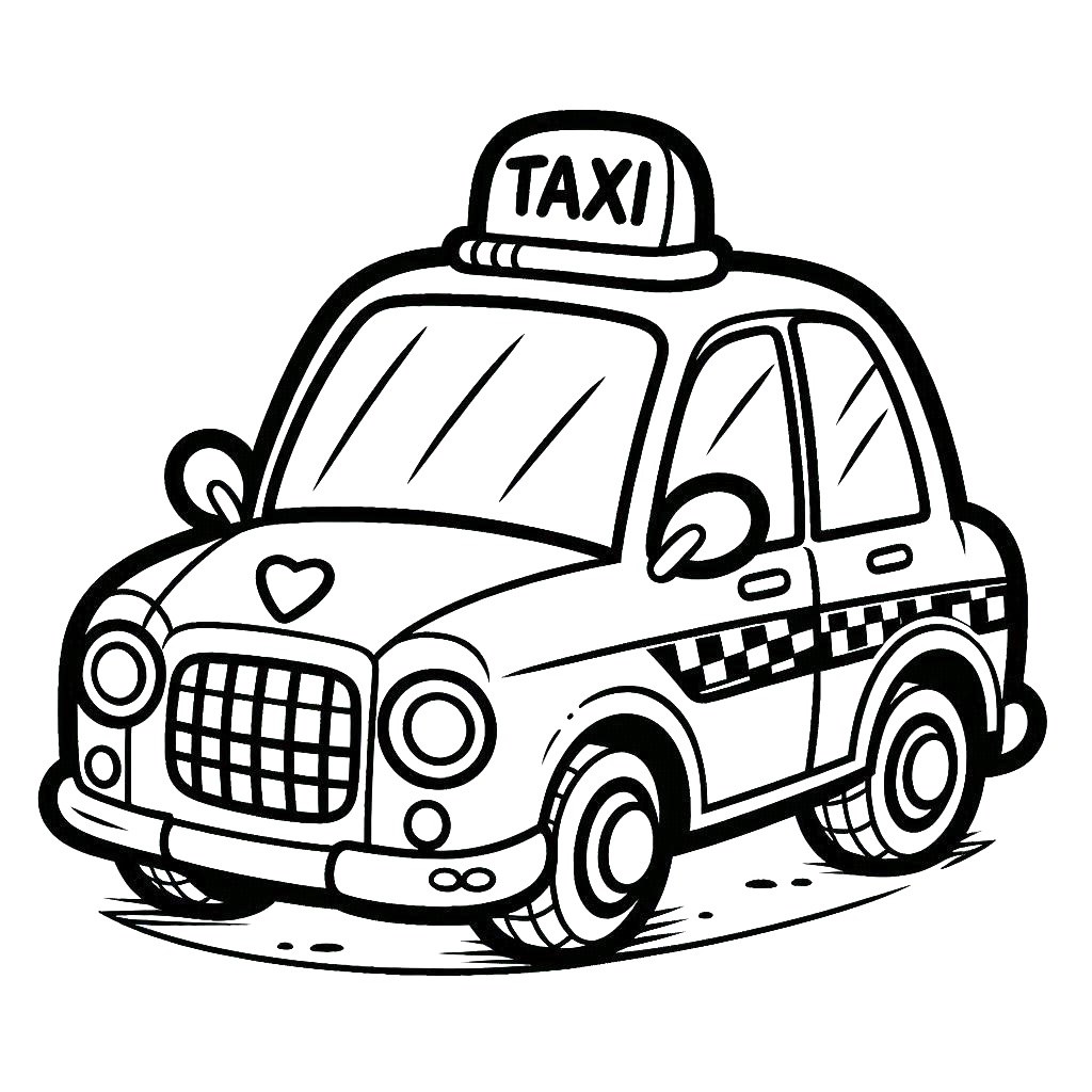 Desenho de Táxi Grátis para Crianças para Colorir e Pintar
