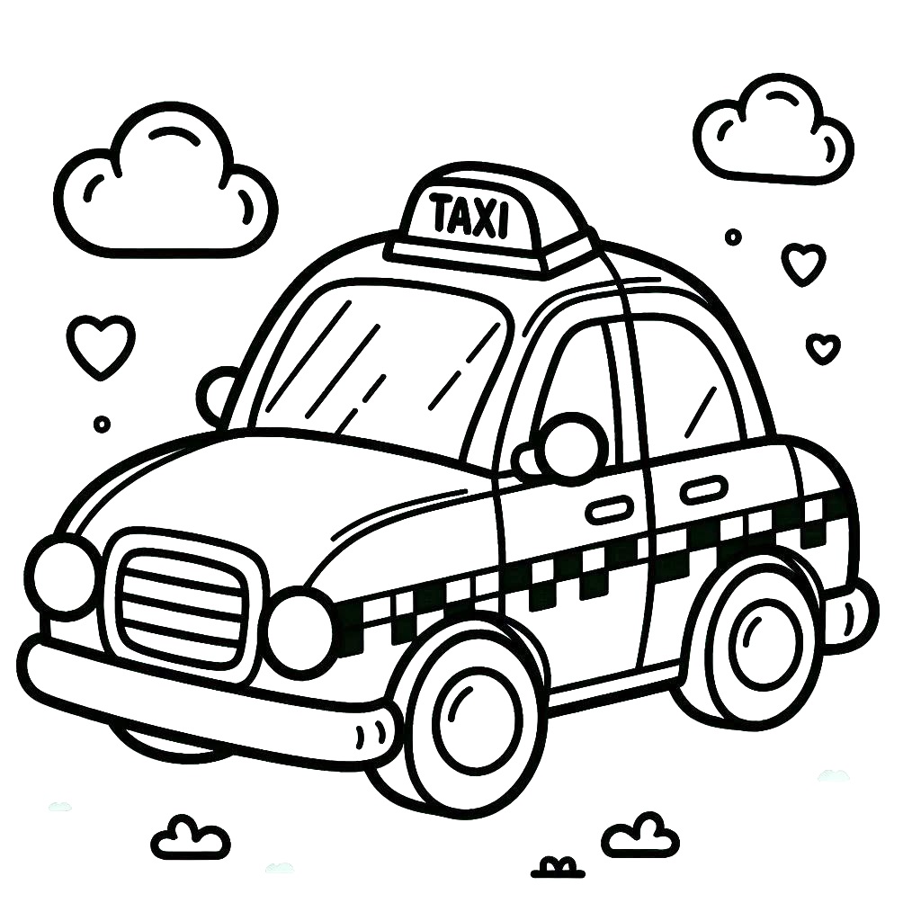 Desenho de Táxi Grátis para Colorir e Pintar