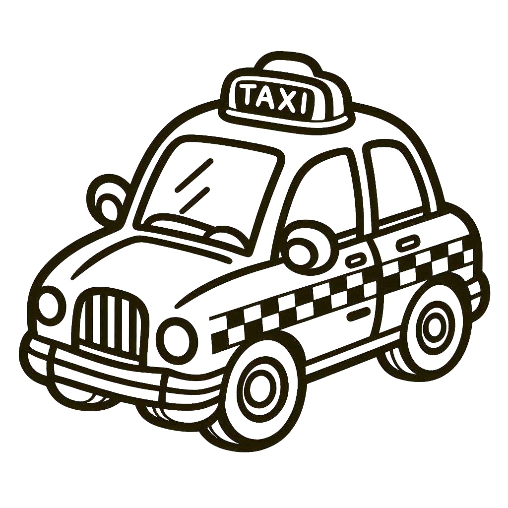 Desenho de Táxi Imprimivel Grátis para Colorir e Pintar
