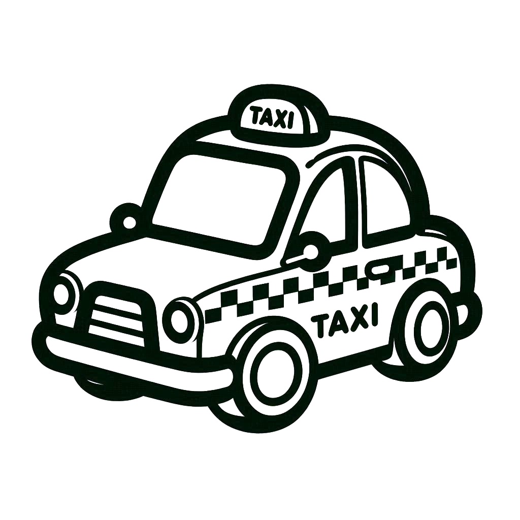 Desenho de Táxi Imprimivel para Colorir e Pintar