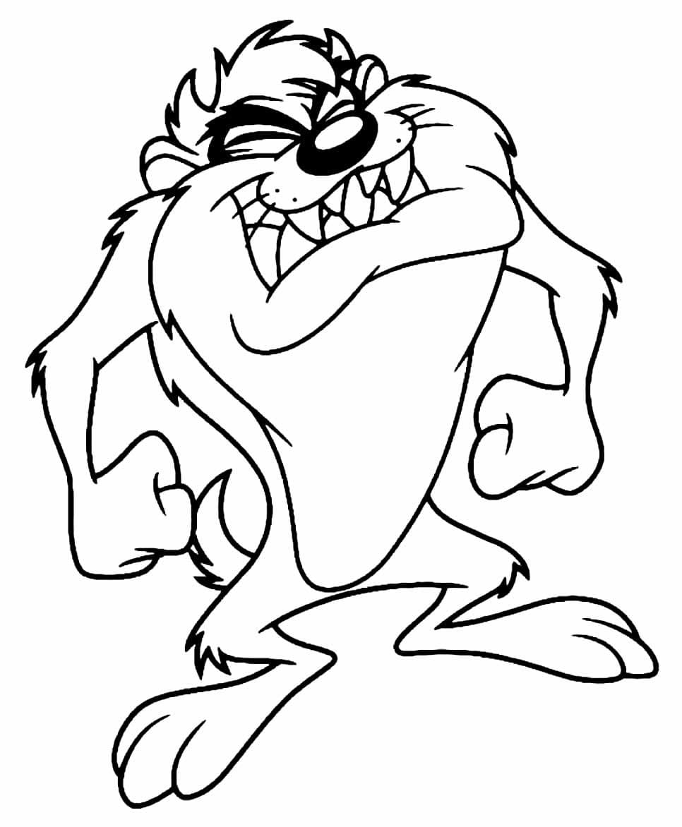 Desenho de Looney Tunes Taz para Colorir e Pintar