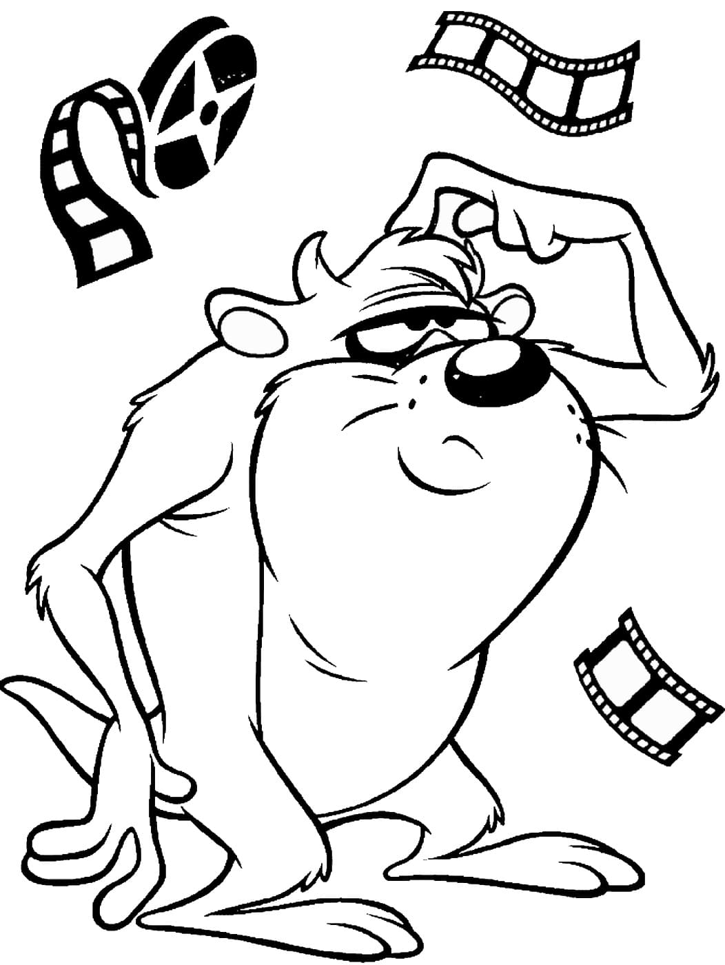 Desenho de Taz Confuso para Colorir e Pintar