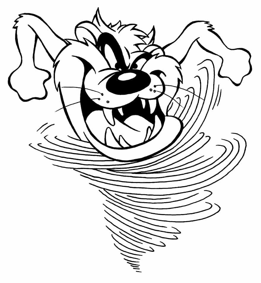 Desenho de Taz Malvado para Colorir e Pintar