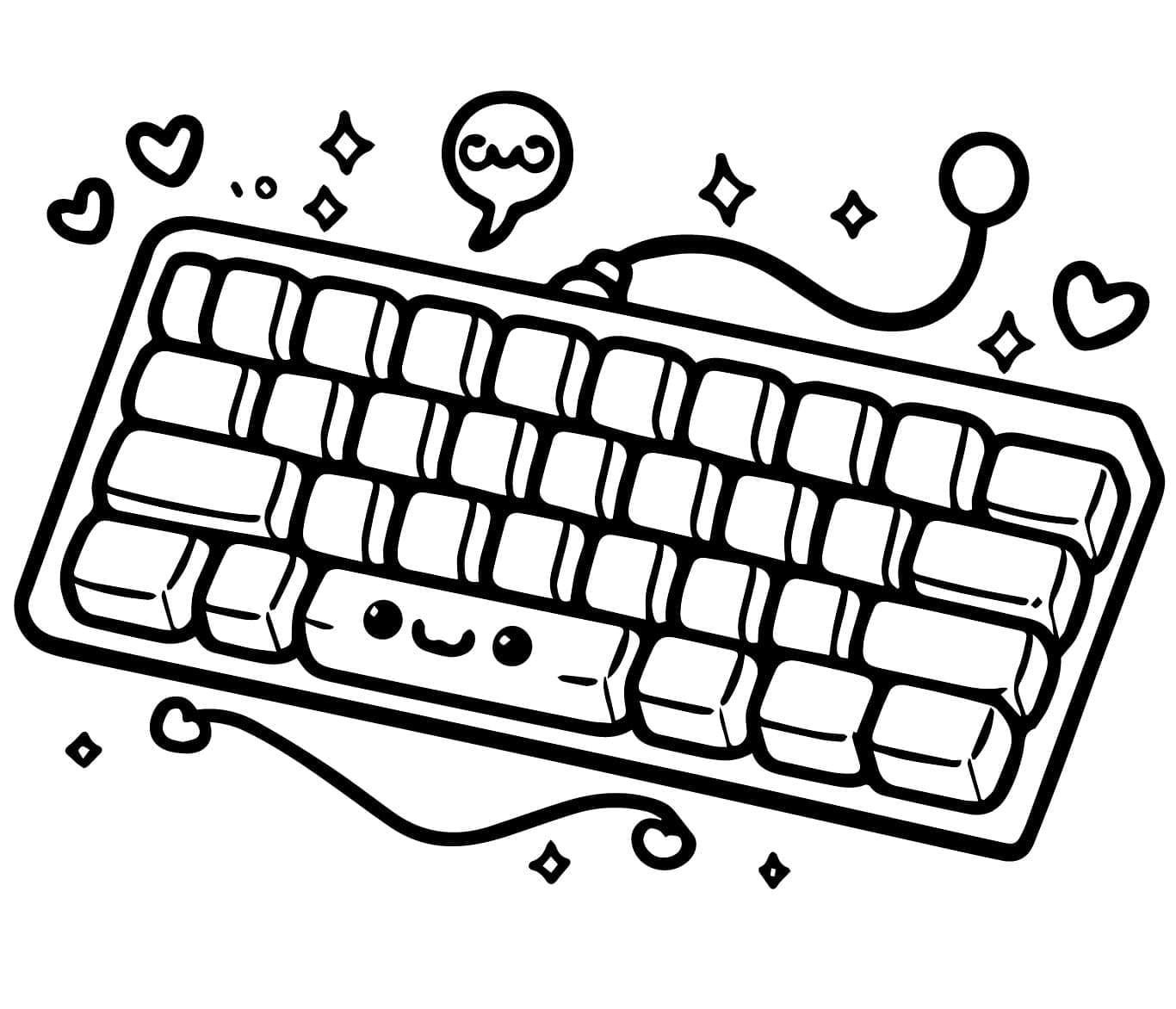 Desenho de Teclado Adorável para Colorir e Pintar
