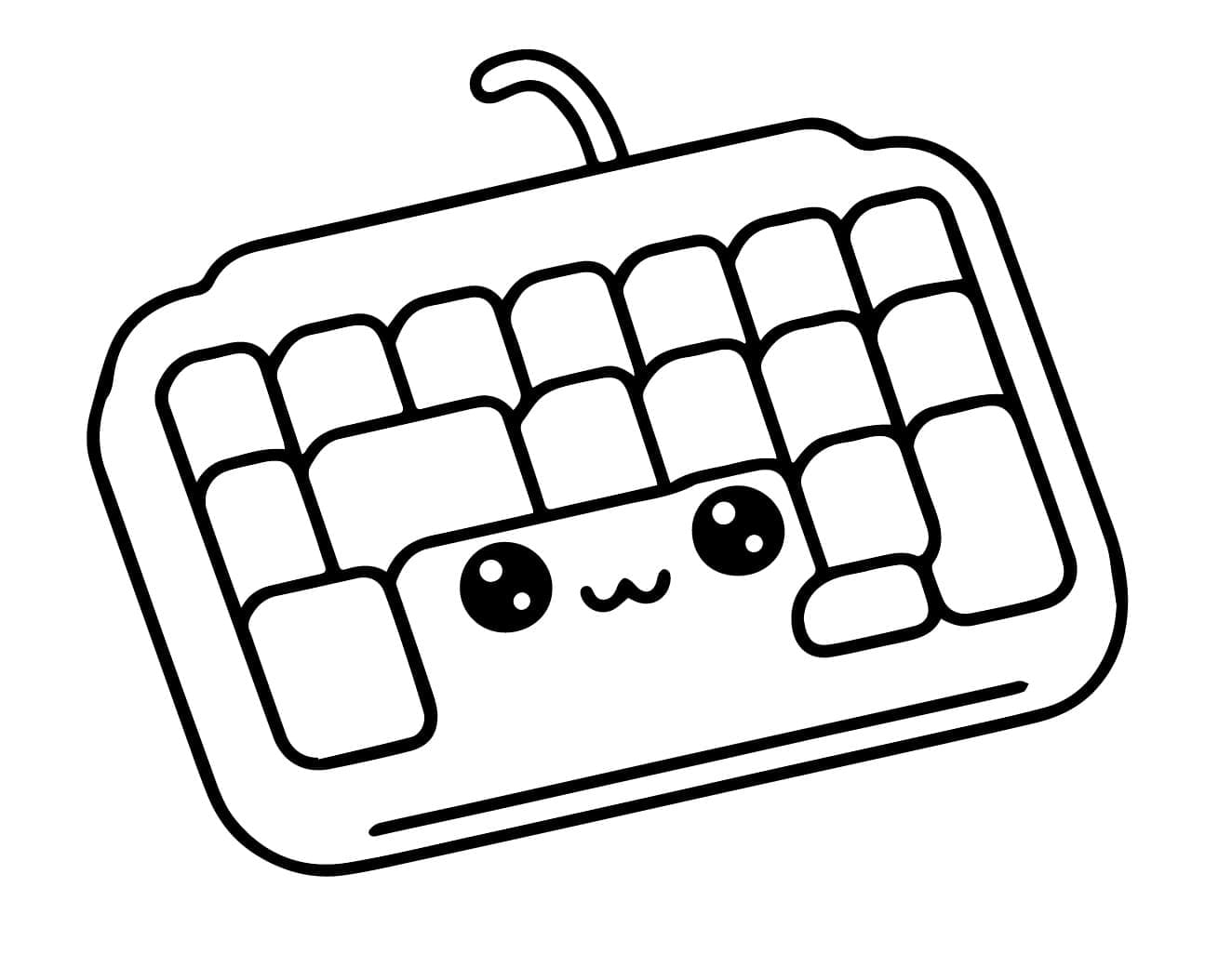 Desenho de Teclado Fofo para Colorir e Pintar