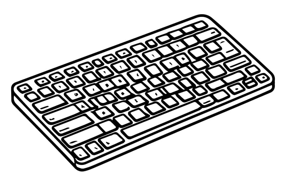 Desenho de Teclado Grátis para Colorir e Pintar
