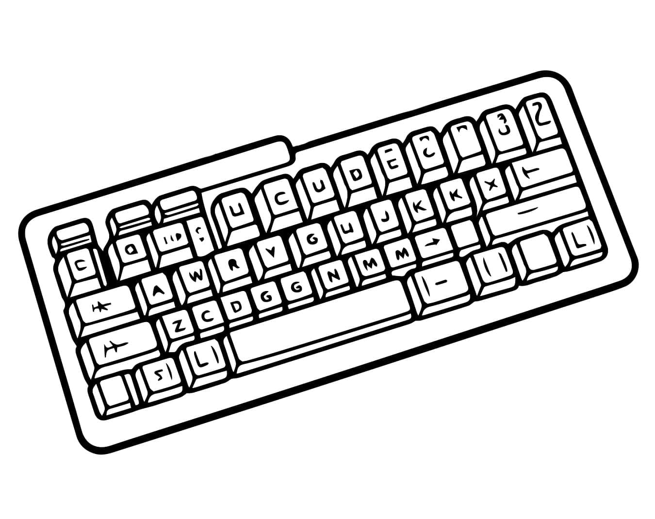 Desenho de Teclado para Crianças para Colorir e Pintar