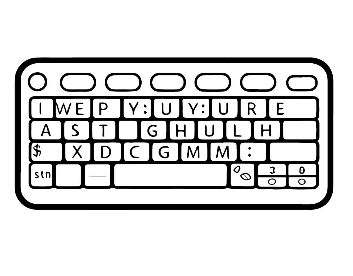 Desenho de Teclado Pequeno para Colorir e Pintar