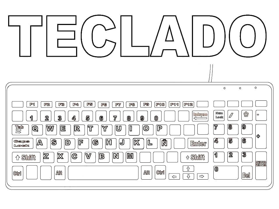 Desenho de Teclado Perfeito para Colorir e Pintar