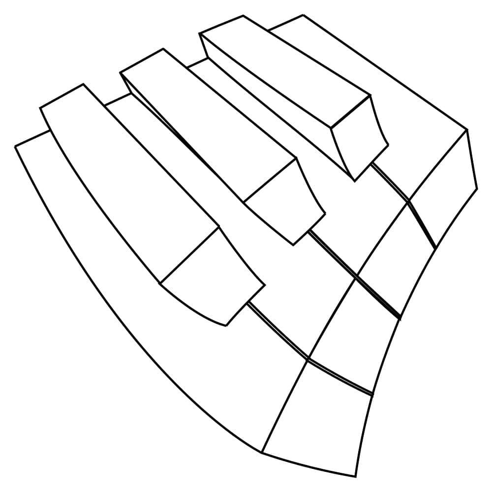 Desenho de Teclado de Piano para Colorir e Pintar