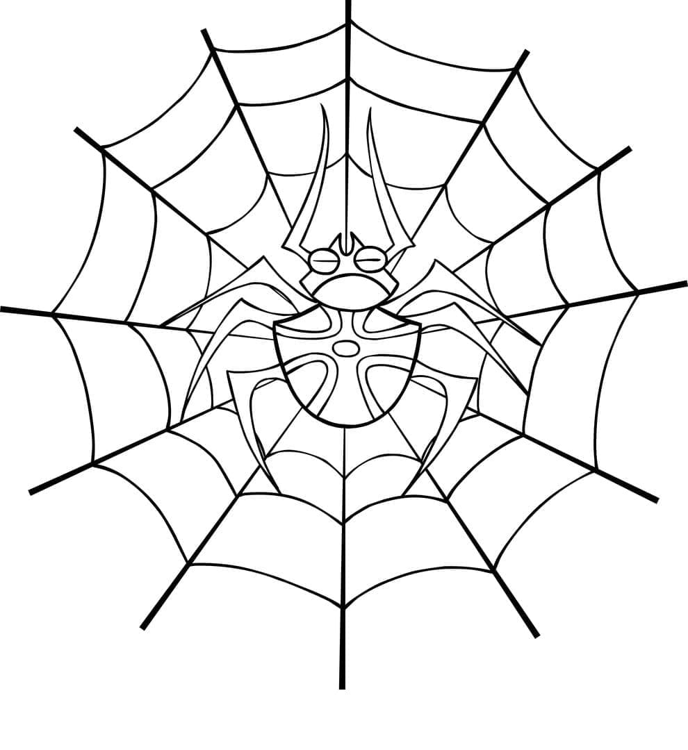 Desenho de Halloween Teia de Aranha para Colorir e Pintar