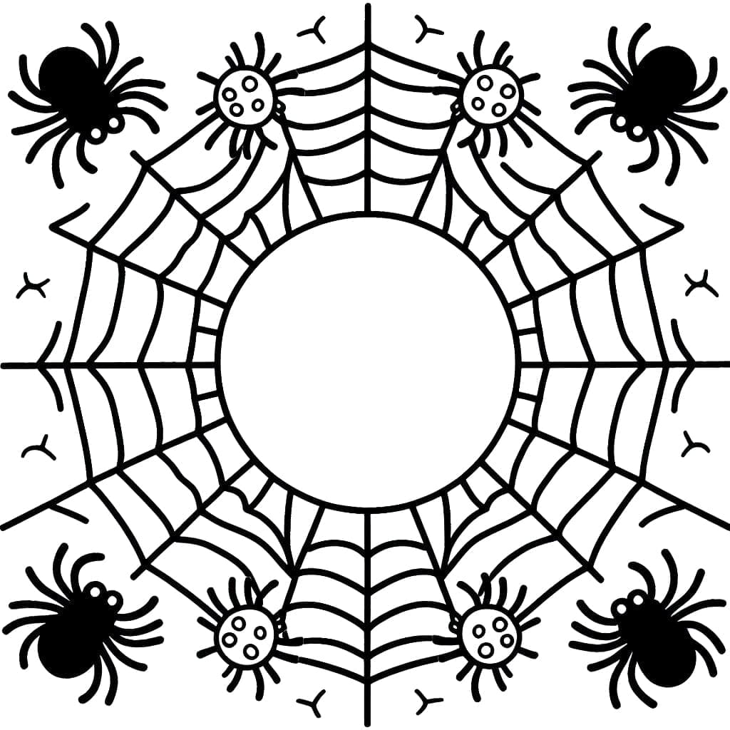 Desenho de Teia de Aranha Incrível para Colorir e Pintar