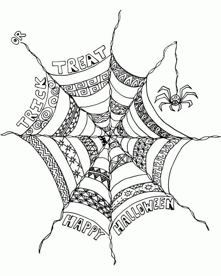 Desenho de Teia de Aranha para Adultos para Colorir e Pintar