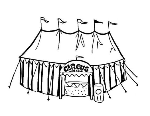 Desenho de Grande Tenda de Circo Grátis para Colorir Pdf e Pintar