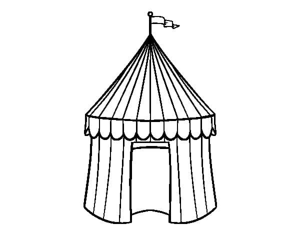 Desenho de Pequena Tenda de Circo para Colorir e Pintar
