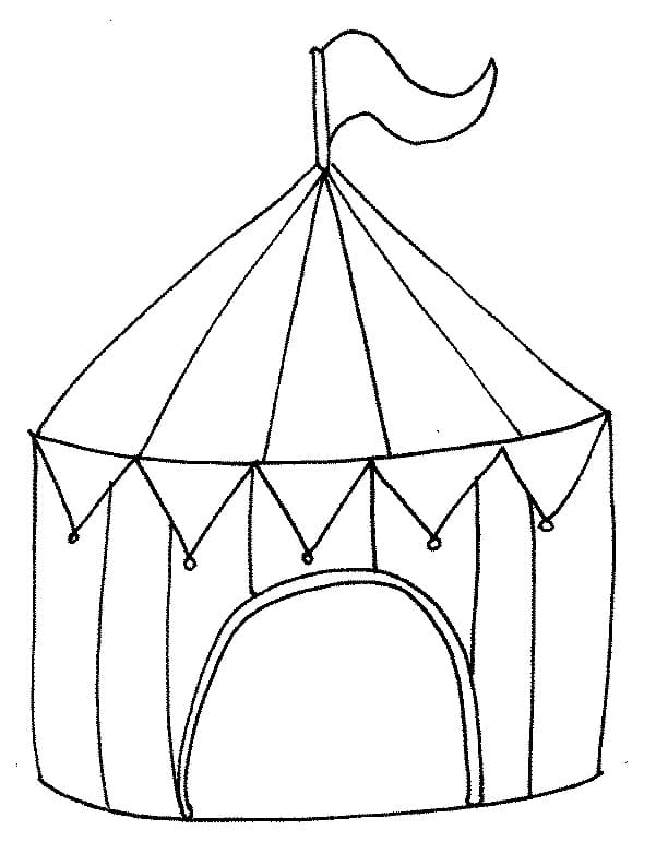 Desenho de Tenda de Circo Fácil para Colorir e Pintar