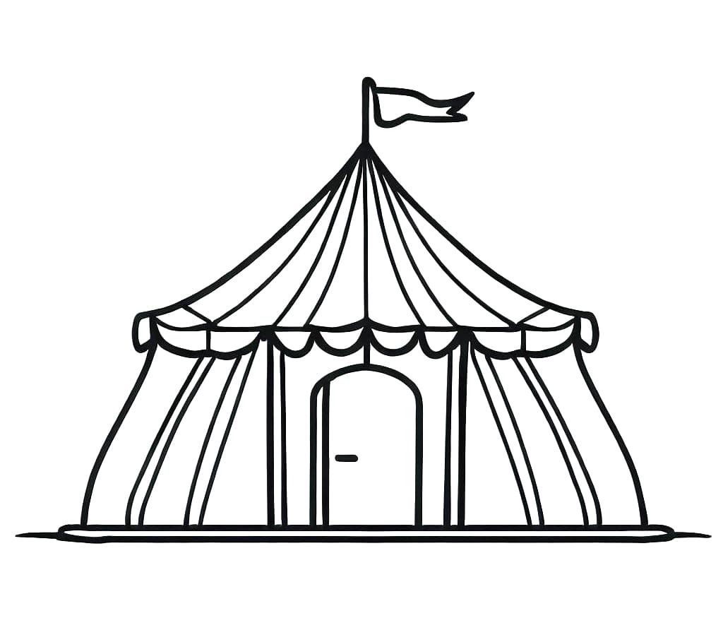 Desenho de Tenda de Circo Grátis para Crianças para Colorir e Pintar