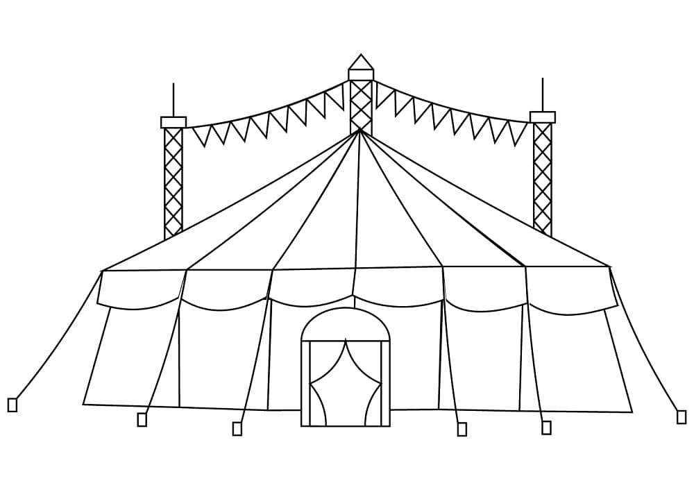 Desenho de Tenda de Circo Perfeita para Colorir e Pintar