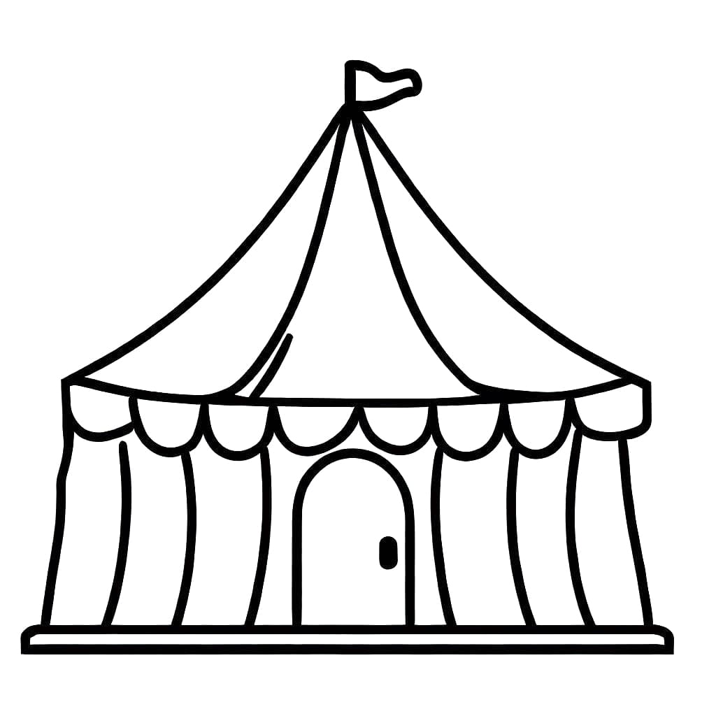 Desenho de Tenda de Circo Simples para Colorir e Pintar