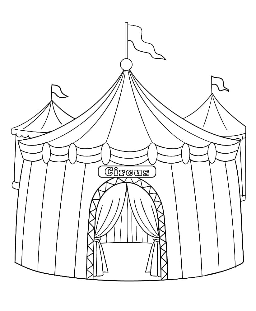 Desenho de Tendas de Circo para Colorir e Pintar
