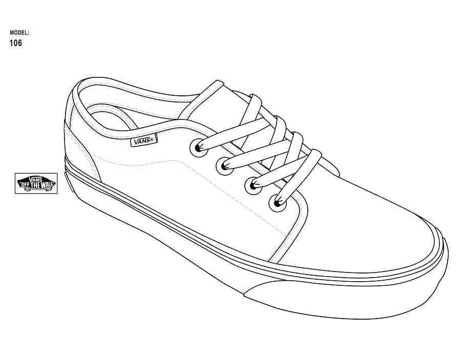 Desenho de Tênis Vans 106 para Imprimir e Colorir e Pintar
