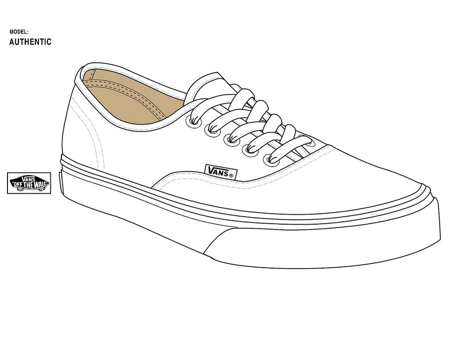 Desenho de Tênis Vans Authentic para Imprimir e Colorir e Pintar