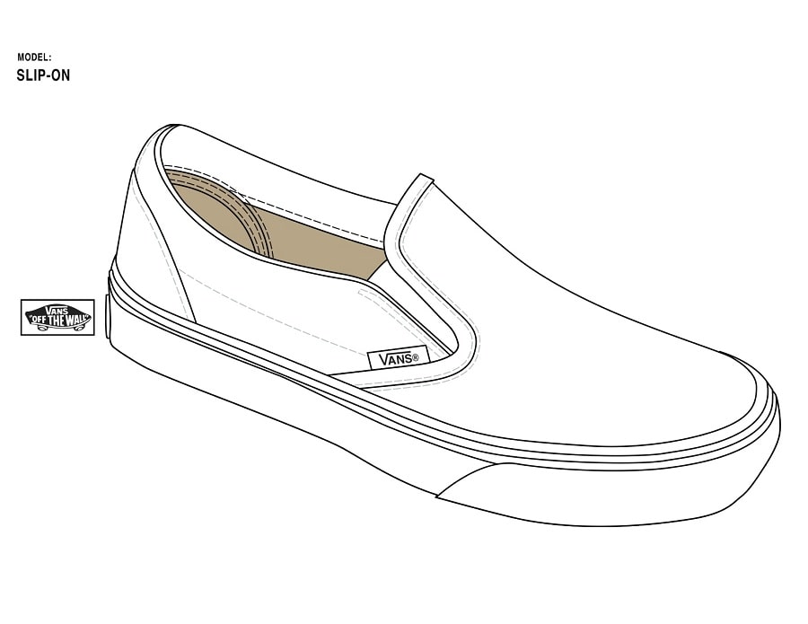 Desenho de Tênis Vans Slip On para Colorir e Pintar
