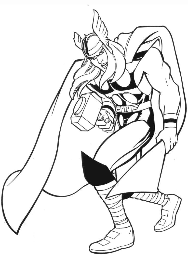 Desenho de os Vingadores Thor para Colorir e Pintar