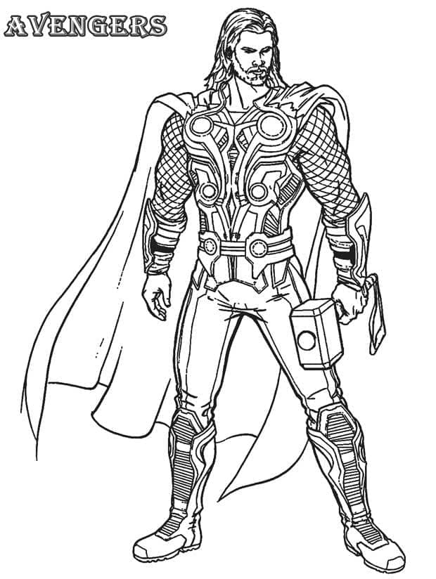 Desenho de Super Herói Thor para Colorir e Pintar