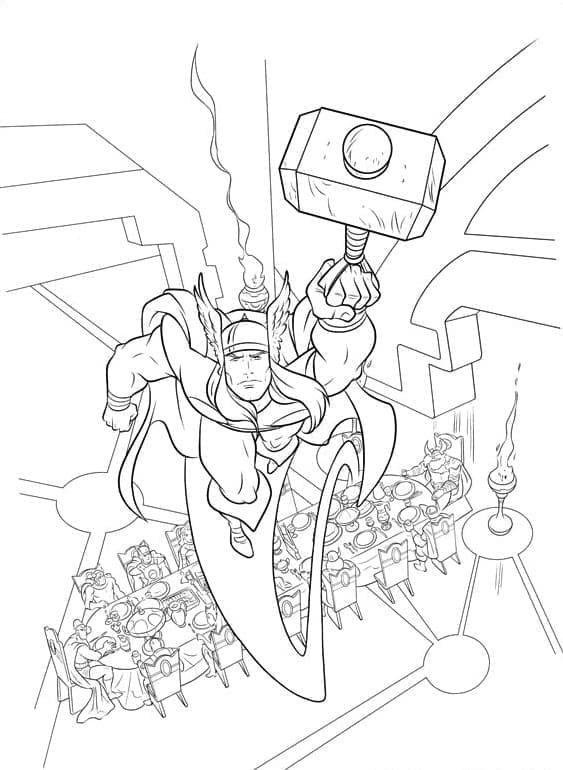 Desenho de Thor Animado para Colorir e Pintar