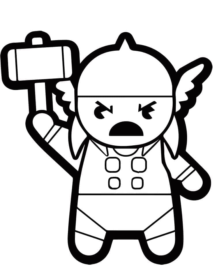 Desenho de Thor Chibi para Colorir e Pintar