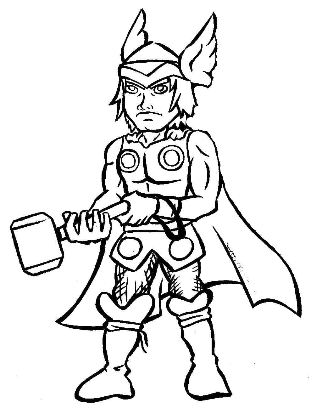 Desenho de Thor Fofo para Colorir e Pintar