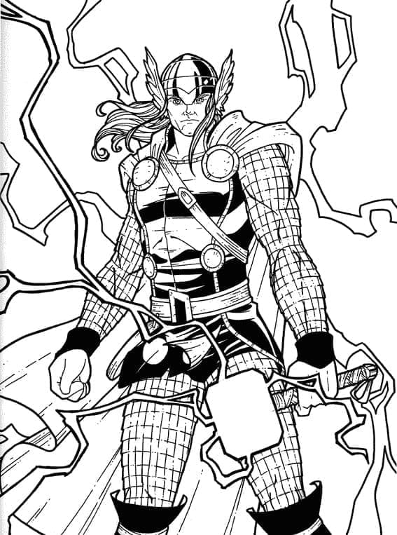Desenho de Thor Forte para Colorir e Pintar