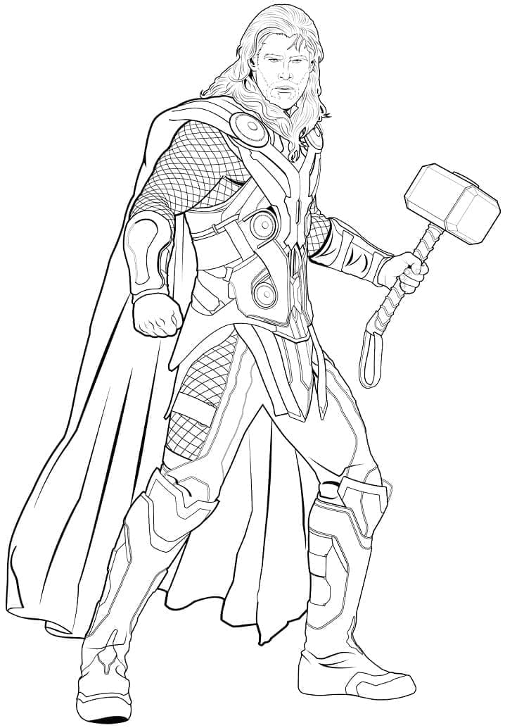 Desenho de Thor Grátis para Crianças para Colorir e Pintar
