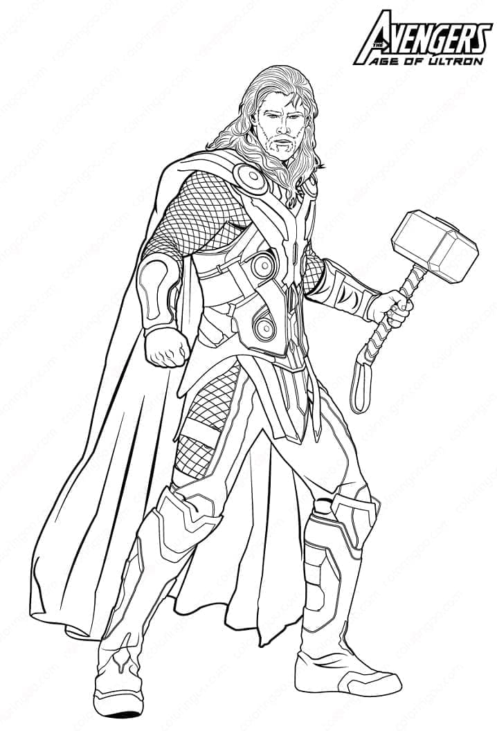 Desenho de Thor Grátis para Colorir e Pintar