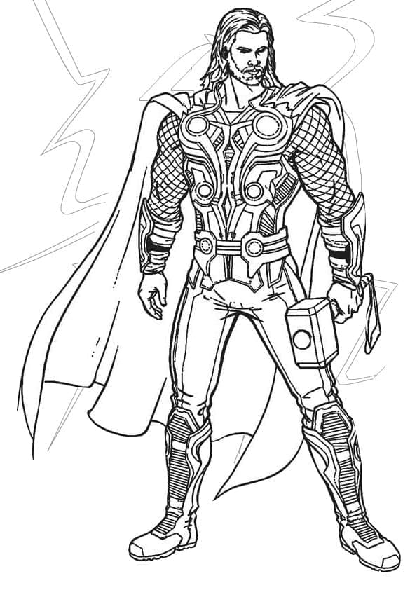 Desenho de Thor Incrível para Colorir e Pintar