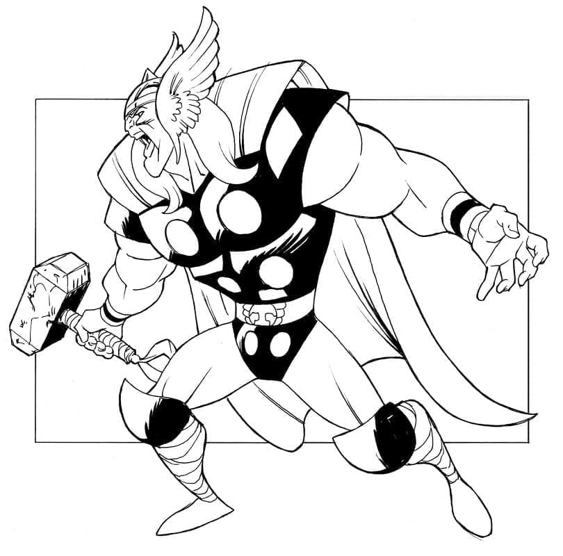 Desenho de Thor Irritado para Colorir e Pintar